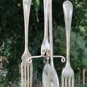 Cutlery Wind Chime from recycled Vintage plated cutlery & flatware. Perfect for garden, Valentine or Mothers Day or wedding/anniversary gift image 2