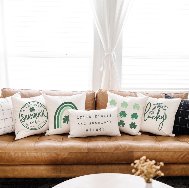 CottonandCrateDecor Shamrock Rainbow Pillow Cover - Thumbnail 2