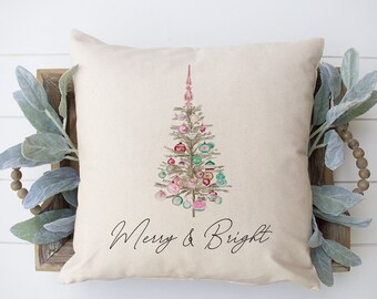 Merry and Bright- Vintage Christmas Tree- 18x18 inch pillow cover #19