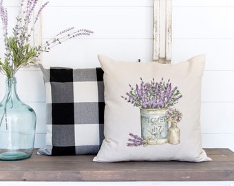 Spring Lavender Bucket #3- Pillow Cover 18x18 inch