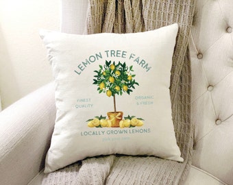 Lemon Tree Summer Throw Pillow Cover 18x18 inch Oatmeal Cushion Cover