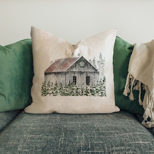 Gray Barn with Trees #13 Pillow Cover 17x17 inch