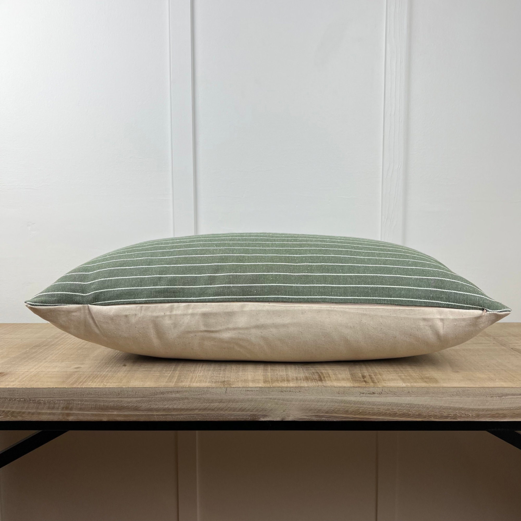 Olive Green Horizontal Stripe Green Boho Pillow Cover Etsy