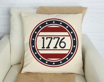 1776 Independence Day Pillow Cover – Linen Blend, 18x18 Inch