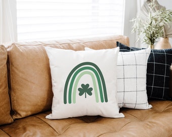 Rainbow with Shamrock #7 18x18 inch St Patrick's Day Pillow Cover -Decorative Farmhouse Throw Pillow