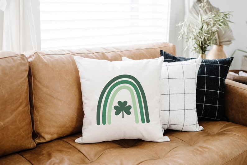 CottonandCrateDecor Shamrock Rainbow Pillow Cover