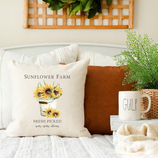Sunflowers Summer Throw Pillow Cover 18x18 inch Oatmeal Cushion Cover