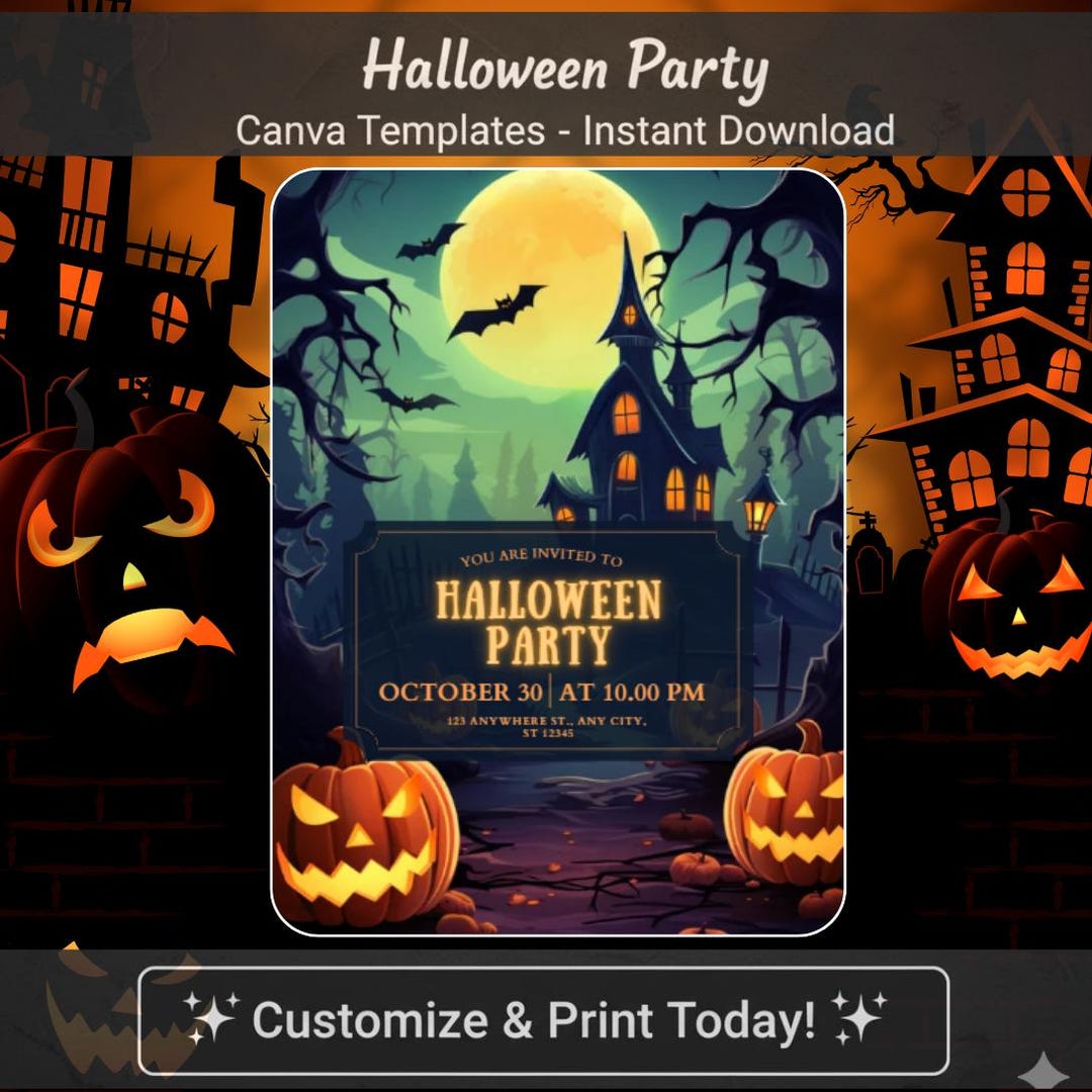 Editable Halloween Invitation Template Poster | Spooky Pumpkin Party ...