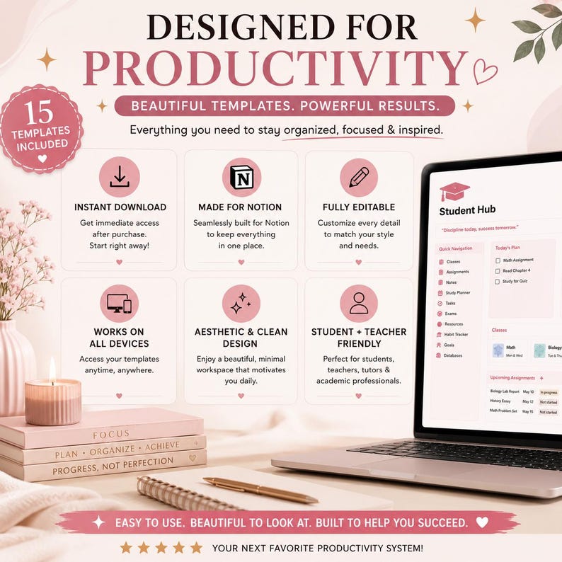 Notion Education Templates Bundle | Student & Teacher Productivity ...