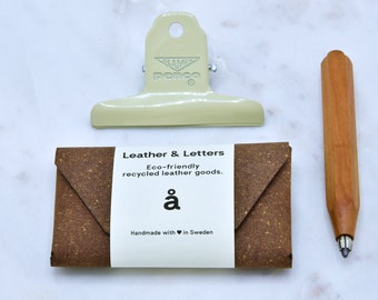 Handmade Leather Wallet / Recycled leather / model–å II - Brown / Leather card holder / Card wallet / Minimalist wallet / Folded design