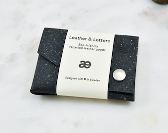 Handmade Leather Wallet / Recycled leather / model–æ - Black / Folded design / Card wallet / Minimalist slim wallet