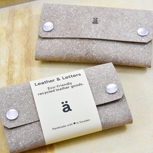 Carteira de couro feita à mão / Couro reciclado / modelo–ä - Bege / Porta-cartões de couro / Carteira para cartões / Carteira fina minimalista / Design dobrado