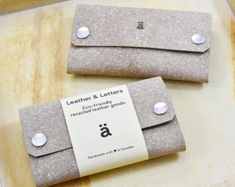 Handmade Leather Wallet / Recycled leather / model–ä - Beige / Leather card holder / Card wallet / Minimalist slim wallet / Folded design
