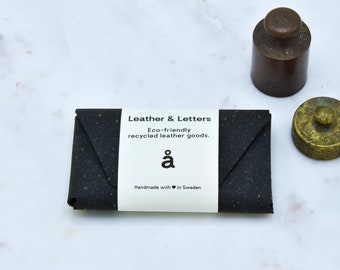 Handmade Leather Wallet / Recycled leather / model–å II - Black / Leather card holder / Card wallet / Minimalist wallet / Folded design