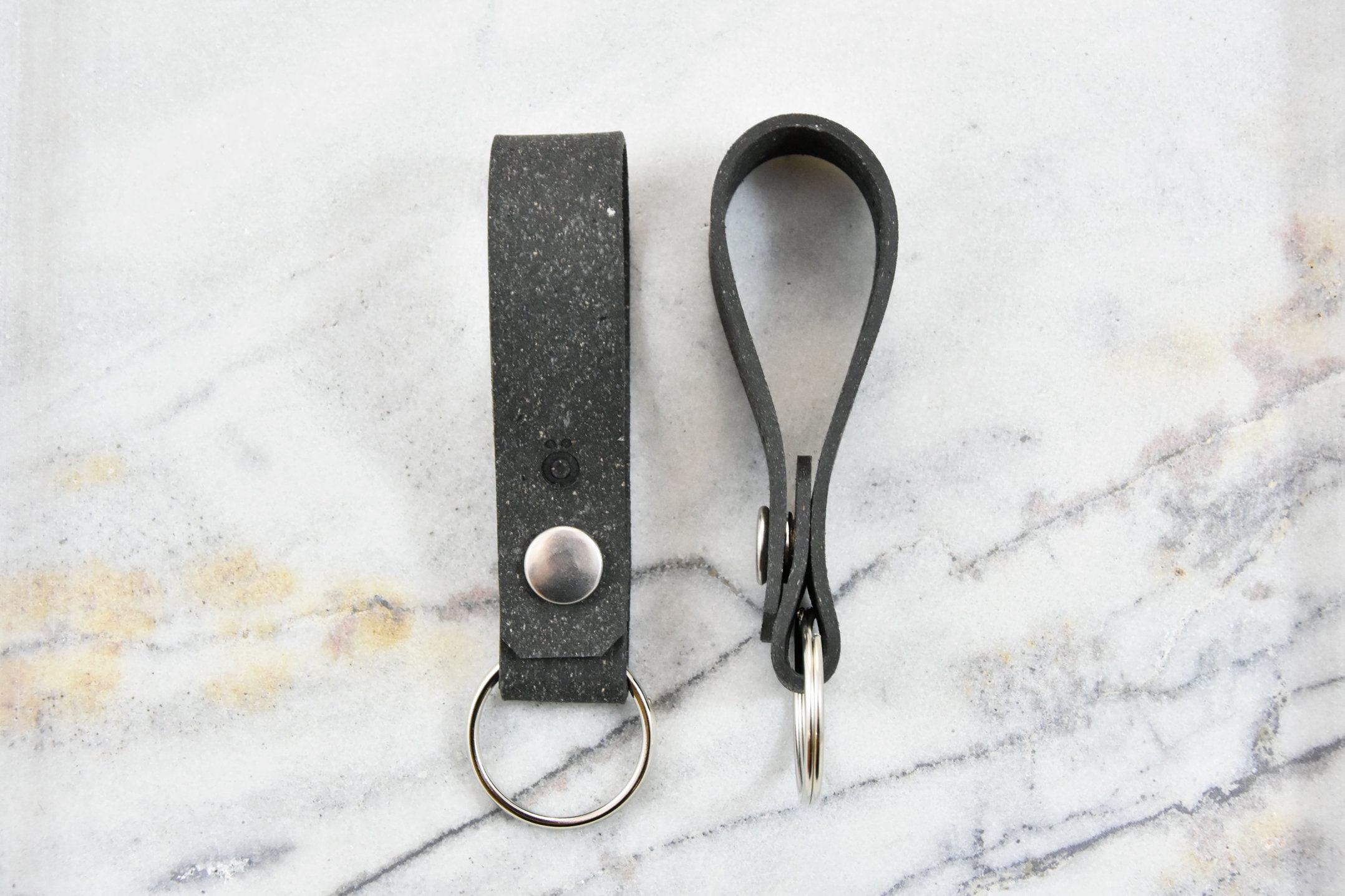 Leather Keychains Models Handmade Leather Keychain / Model–ö - Black / Recycled Leather Keychain ...