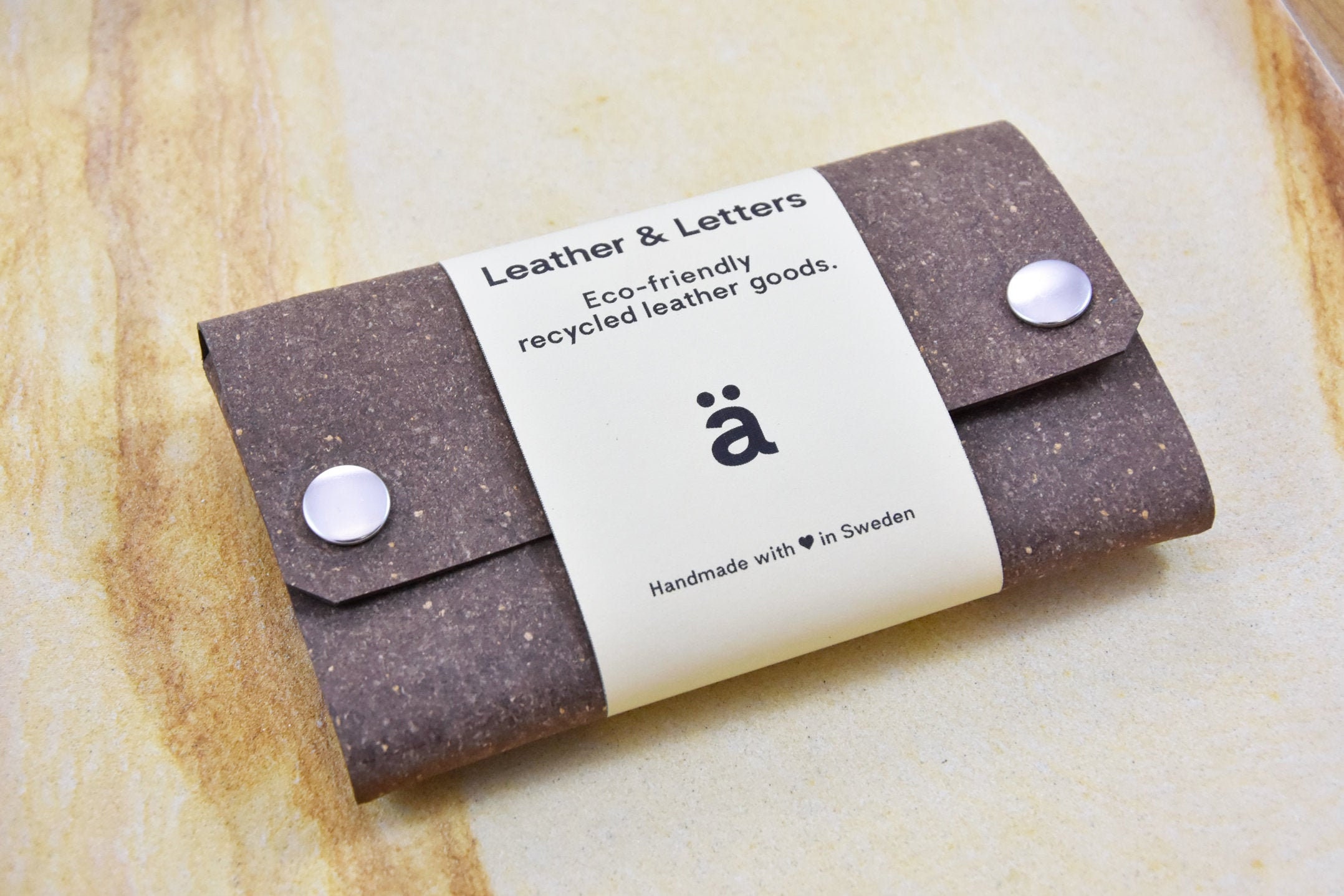 Handmade Leather Wallet / Recycled leather / model–ä - Brown / Leather card holder / Card wallet / Minimalist slim wallet / Folded design