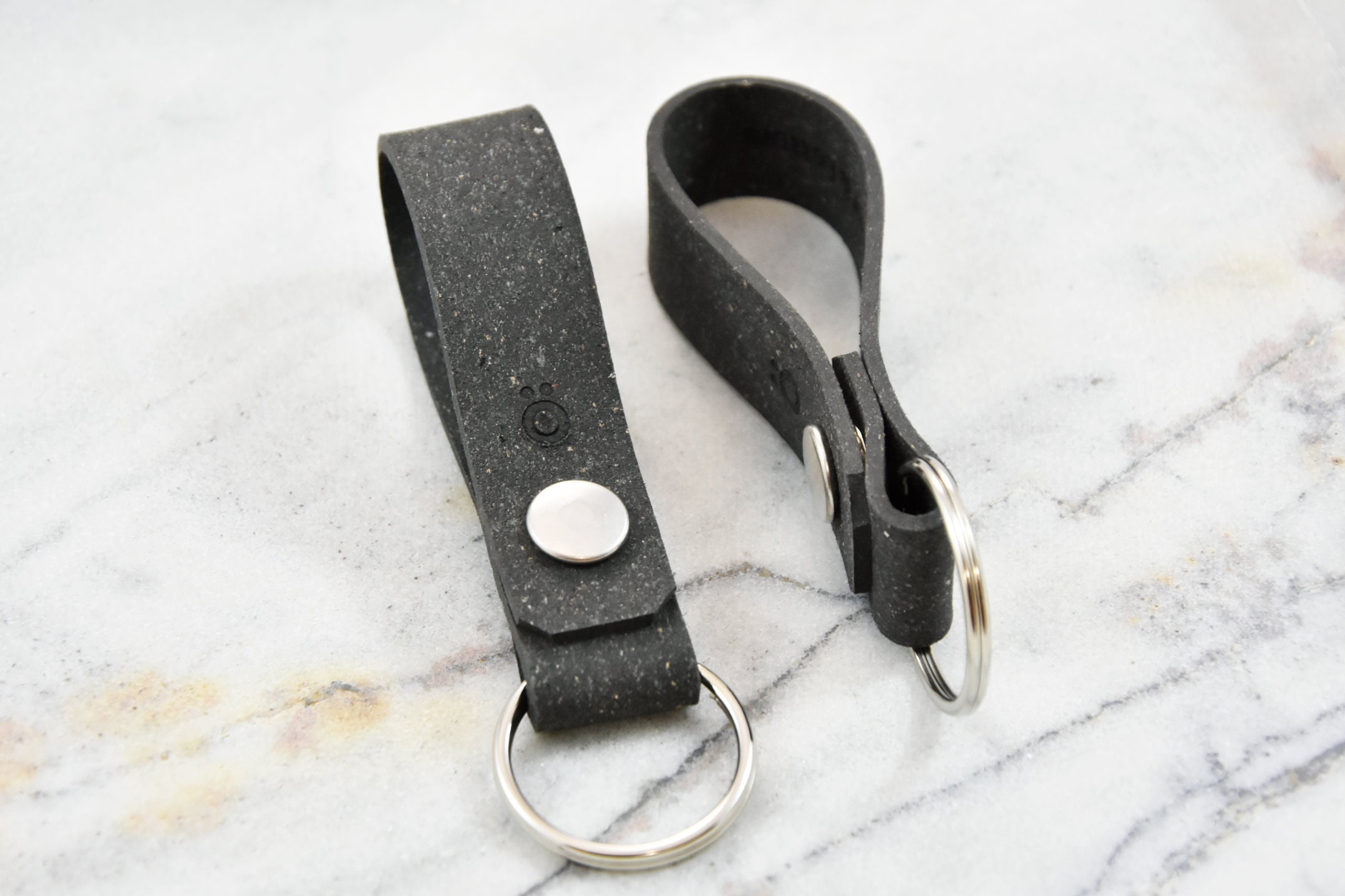 Leather Keychains Models Handmade Leather Keychain / Model–ö - Black / Recycled Leather Keychain ...