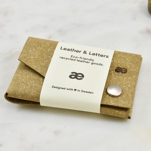 Carteira de couro feita à mão / Couro reciclado / modelo–æ - Bege/ Design dobrado / Carteira de cartão / Carteira fina minimalista