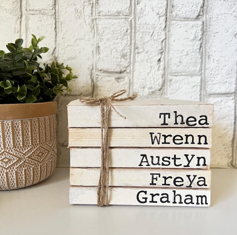 Personalized Stack Books Set of 5 Custom Personalized Stacked Books //home Books//neutral ...