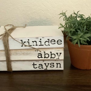 Set of 3 books Custom Personalized Stacked Books //Home Books//Neutral Farmhouse Decor//Home Decor
