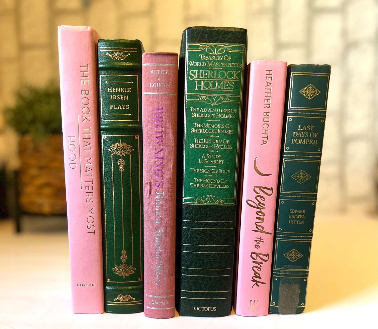 Decorative Vintage Books Green and Pink Vintage Books for - Etsy