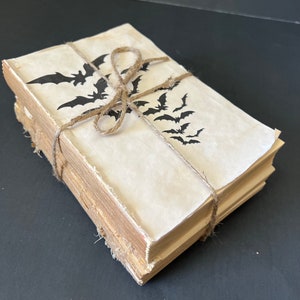 Decorative Halloween Vintage books| Old Worn Books | Bats theme decorative books | Books for Staging|Unbound books