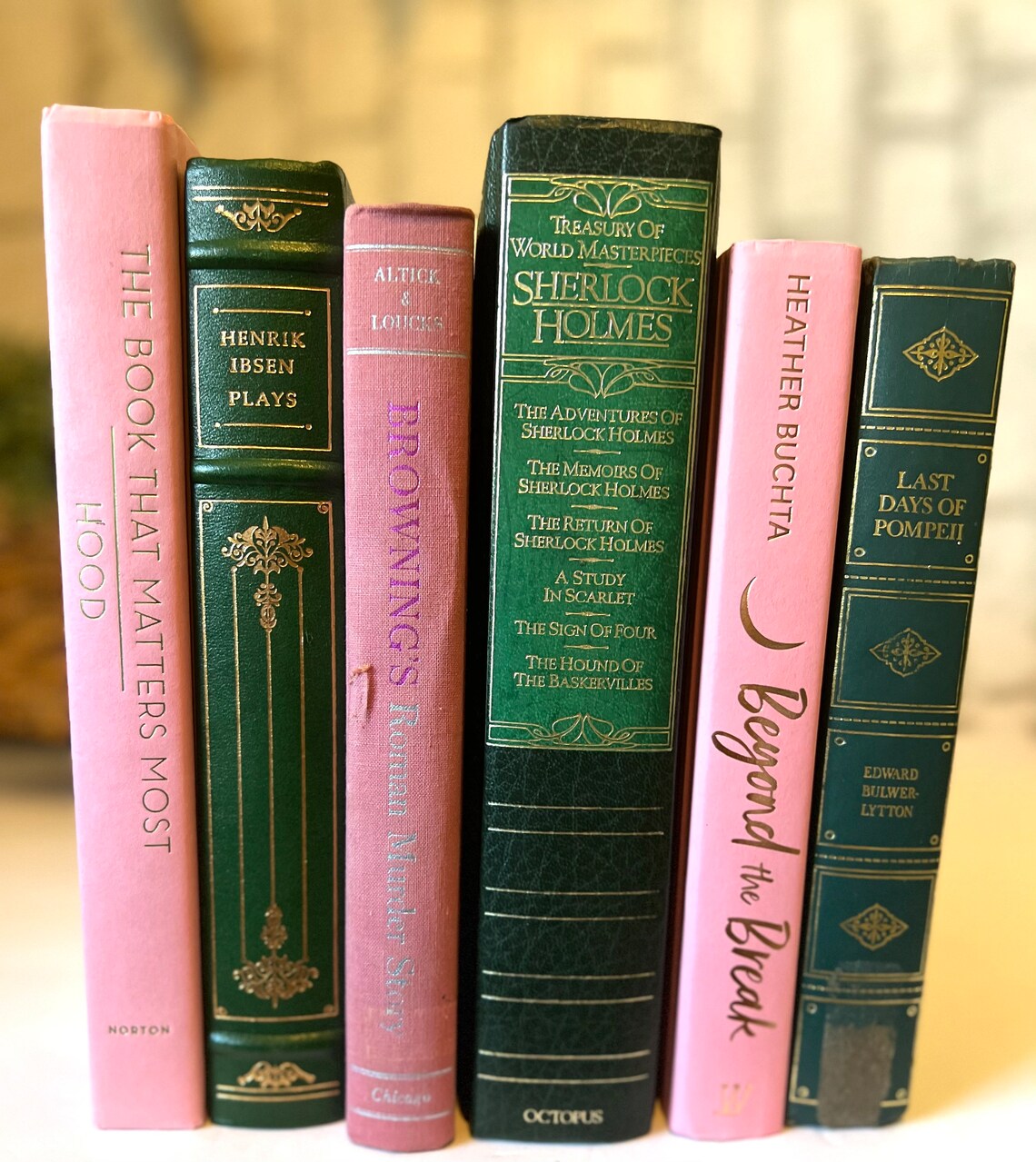 Decorative Vintage Books Green and Pink Vintage Books for - Etsy