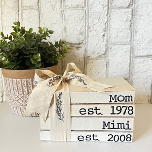 Mom and Mimi book stack|Decorative Books| Neutral Farmhouse Decor| Farmhouse books| Vintage Decorative Books |Free Shipping