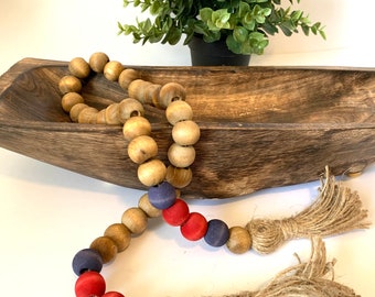 Plum and Wood Beads, Decorative Beads, Farmhouse Beads, Wood Bead