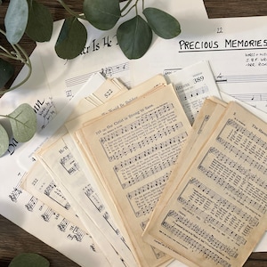 80 Vintage hymnal book pages bundle | vintage pages for scrapbooking ephemeral | free shipping