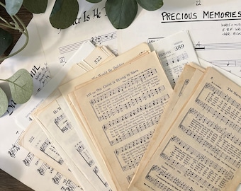 100 Vintage Hymnal Book Pages | Ephemera for Scrapbooking, Collage