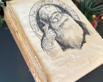 Christmas Santa Theme decorative Vintage books| Old Worn Books | Rustic Farmhouse decorative books | Books for Staging|Unbound books