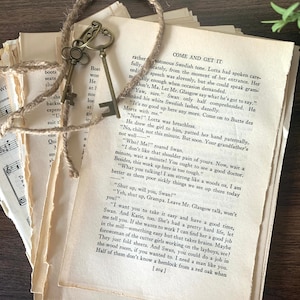 May include: A stack of vintage books with a brass key on top. The books are yellowed and worn with age. The text on the top book reads "Come and Get It".