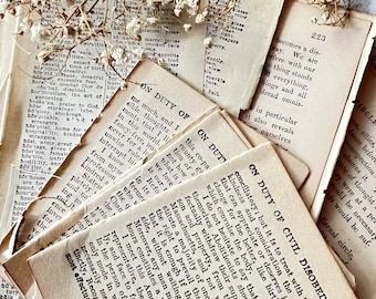80 Small Vintage book pages for scrapbooking ephemeral | free shipping