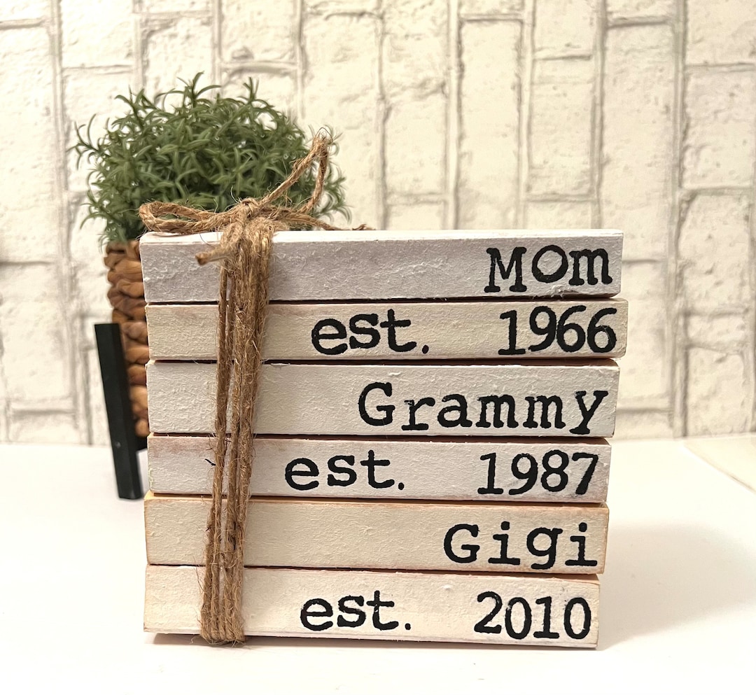 Custom Stamped Book Stack | Farmhouse Decor, Personalized Family Gift ...