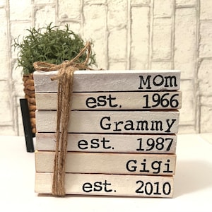 Mom Mimi and Great Grandma book stack|Decorative Books| Neutral Farmhouse Decor| Farmhouse books| Vintage Decorative Books |Free Shipping
