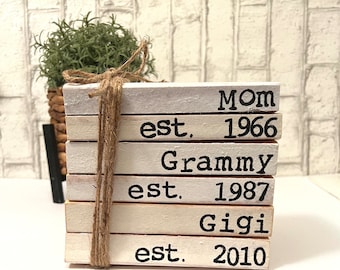 Mom Mimi and Great Grandma book stack|Decorative Books| Neutral Farmhouse Decor| Farmhouse books| Vintage Decorative Books |Free Shipping