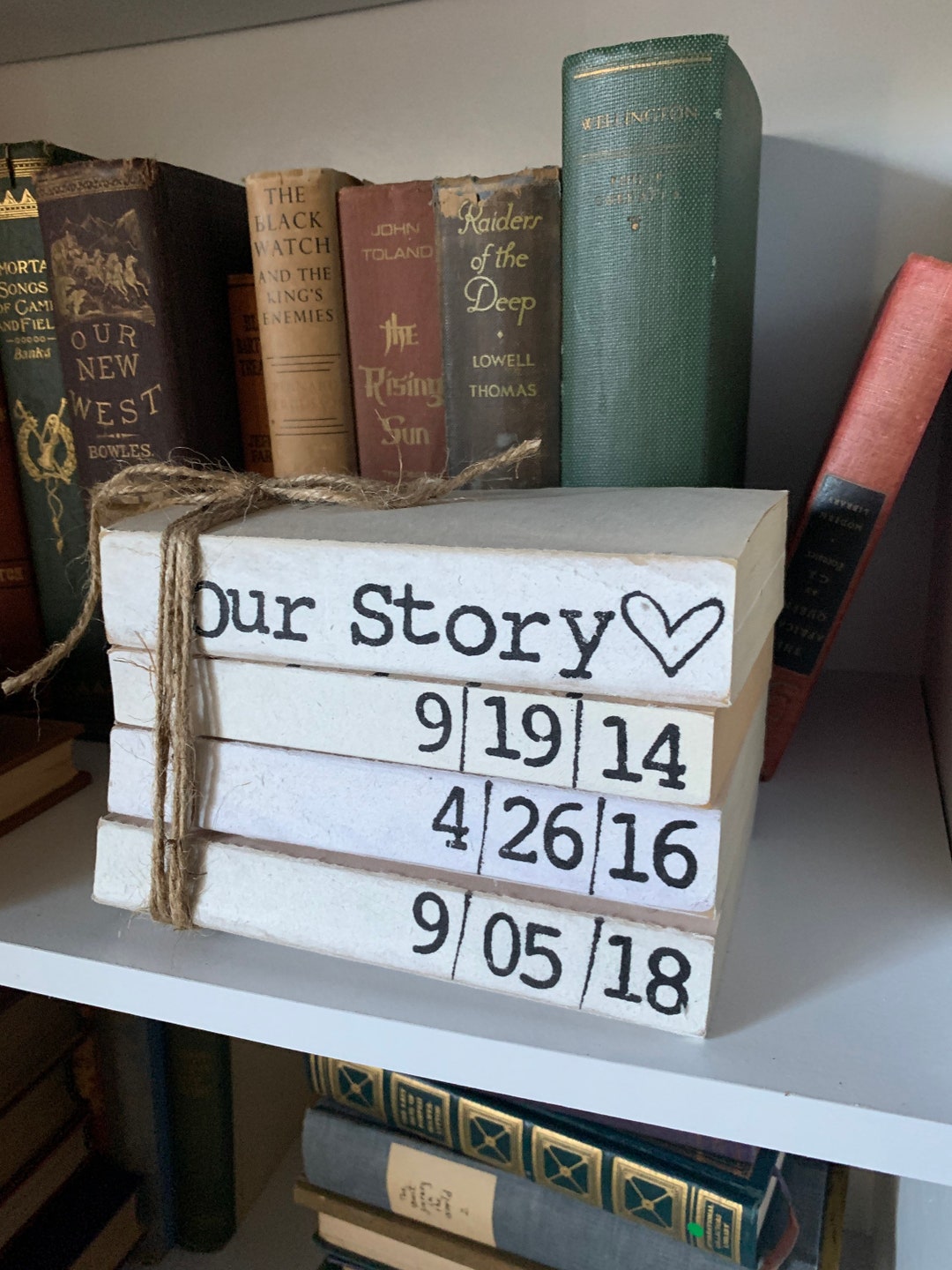 Personalized Stack Books Set of 4 Custom Personalized Stacked Books for Home Decor-neutral ...