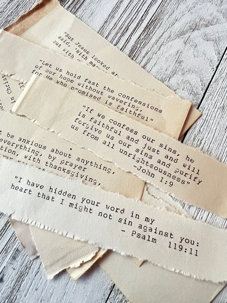 Empty Scripture Paper Typed Scripture Ephemera | Vintage Paper Scraps for Journaling - Etsy