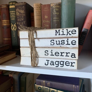 Personalized Stack Books Set of 4 Custom Personalized Stacked Books for Home Decor-neutral ...