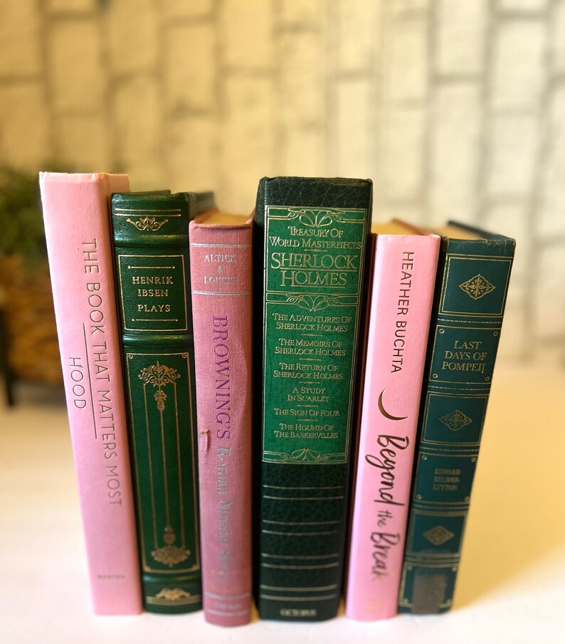 Decorative Vintage Books Green and Pink Vintage Books for - Etsy