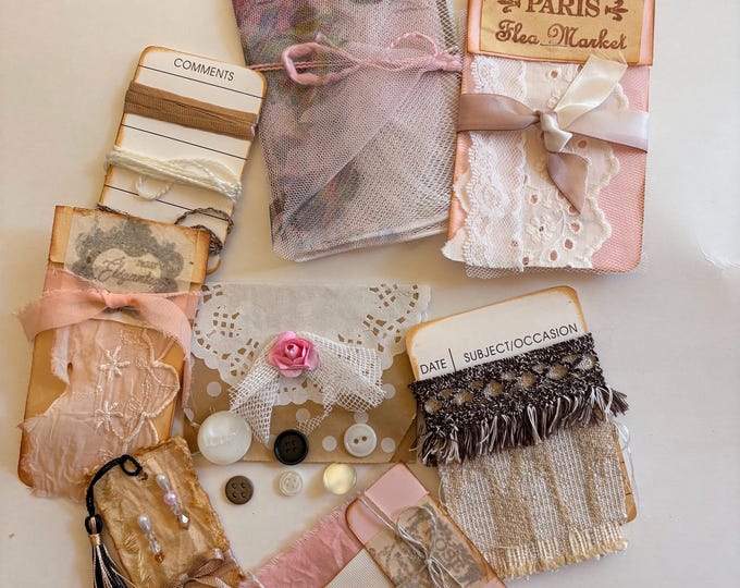 Junk Journal Fabric Ephemera Bundle, Fabric Bundles, Vintage Trim ...