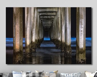 Coastal Living Beach Decor Pacific Ocean Shoreline Photo Scripps Pier La Jolla California Metal Print Seaside Picture Nautical Gift Wall Art
