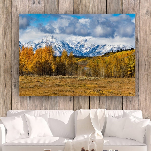 Fall decor large wall art print Grand Teton National Park photography print mountain art landscape metal print