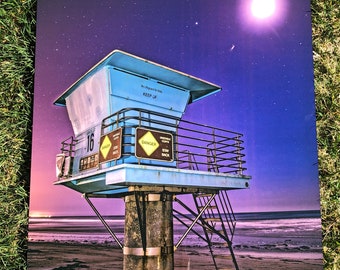 Coastal Beach Wall Art Lifeguard Tower Metal Print Ocean Home Decor California Beach Lifestyle Photo Nautical Decor Seascape Art Picture