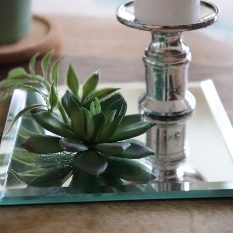 Square mirror centerpiece with succulent wedding party event Etsy