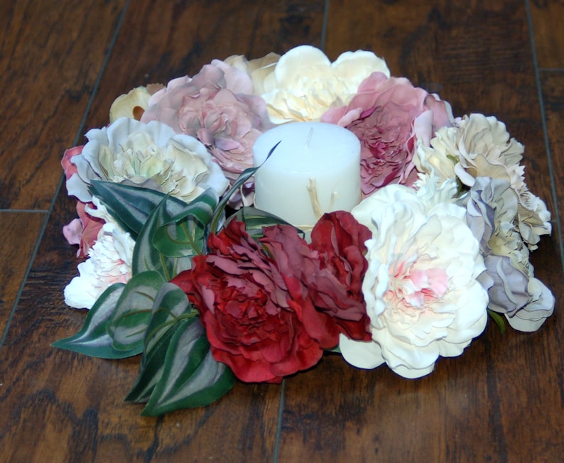 fake flowers Candle ring willow wreath candle holder table centerpiece silk flowers arrangement living room centerpiece