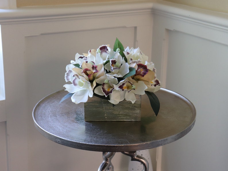 Silk flowers in wooden box rustic centerpiece with fake Etsy