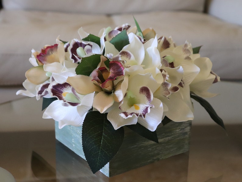 Silk flowers in wooden box rustic centerpiece with fake Etsy