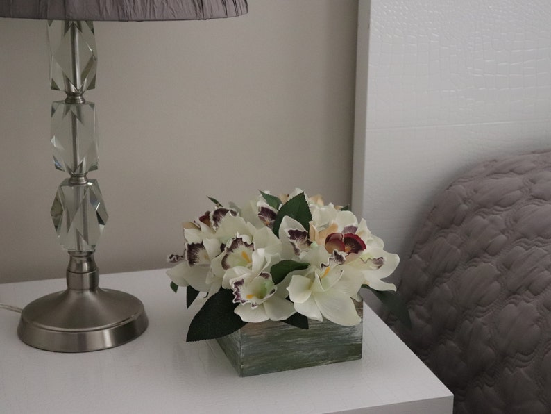 Silk flowers in wooden box rustic centerpiece with fake Etsy